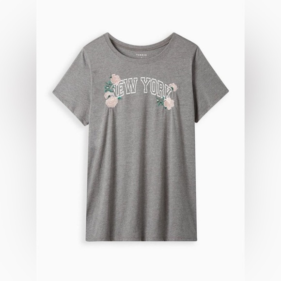 TORRID Everyday Embroidered Tee Signature Jersey New York Heather Grey Size 3 - Picture 1 of 11